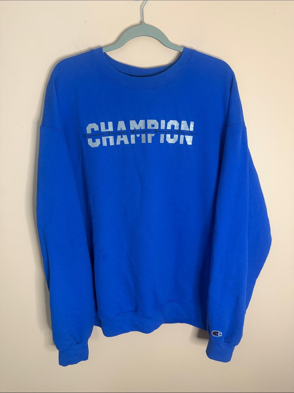 Champion Royal Blue Crewneck Sweatshirt with Chest Logo